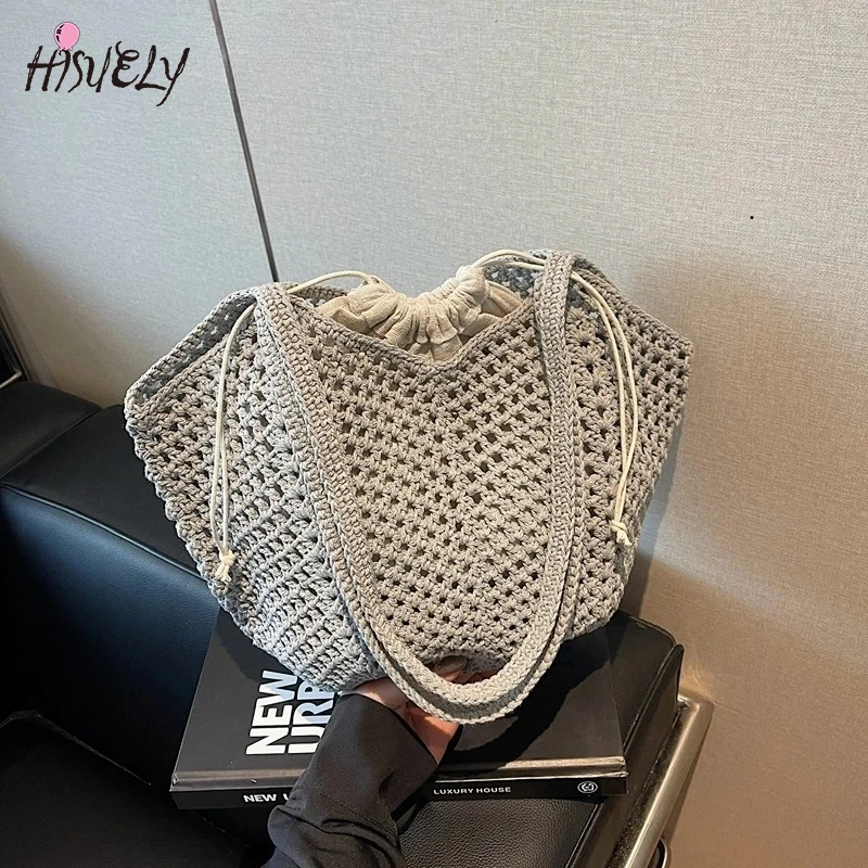 

Новейшая летняя пляжная соломенная сумка-тоут для женщин, вязаная крючком полая легкая женская сумка-шоппер большой вместимости