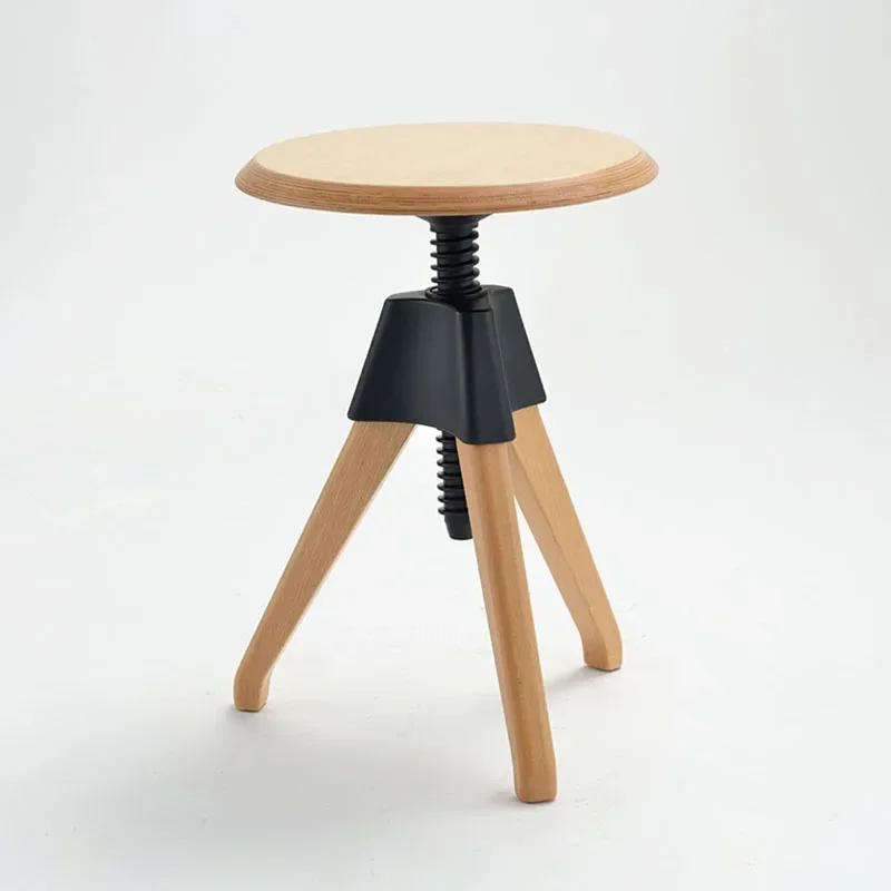 A Nordic Furniture, Solid Wood Lifting Stool, Creative Bar Stool, Circular Leisure Chair, Living Room Footstool, Home Mobile Sea
