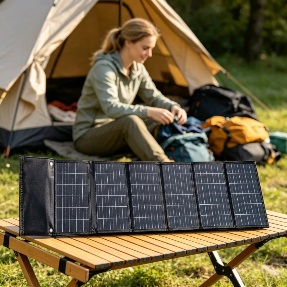 Portable Foldable Solar Charger 50W 90W Waterproof Dual USB DC Output ETFE Solar Power Bank For Outdoor Camping Hiking Cycling