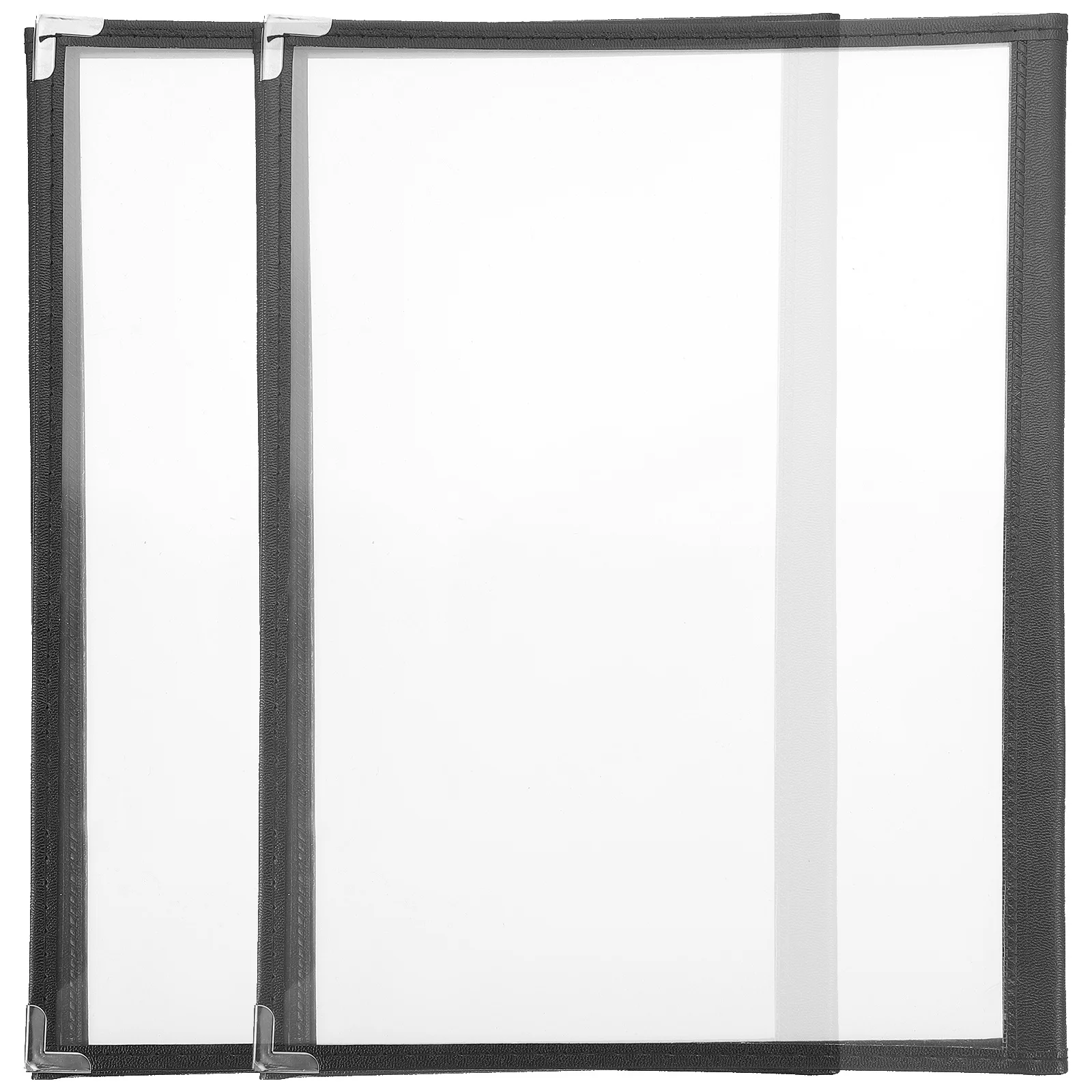2pcs Menu Cover Clear Pvc Binder Cover For Restaurant Coffee Shop Kitchen Loose Leaf Ring Folder Portable Rounded Corner