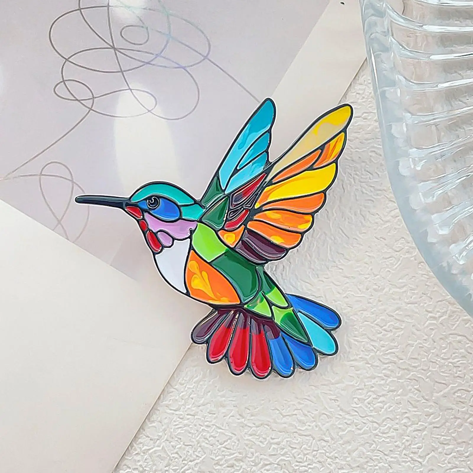Fashion Colorful Hummingbird Brooches Alloy Animal Bird Pin Women Coat Suit Corsage Clothing Jewelry Accessories