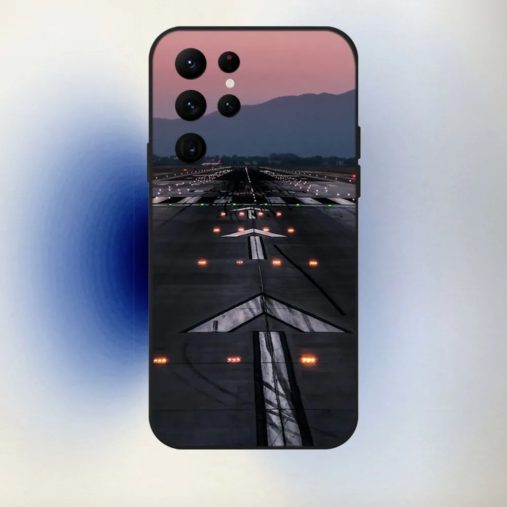 Travel aircraft airport take off  Phone Case For Samsung S24,23,22,30,21,10,9,Ultra,Plus,Lite,FE,5G Black Soft Case