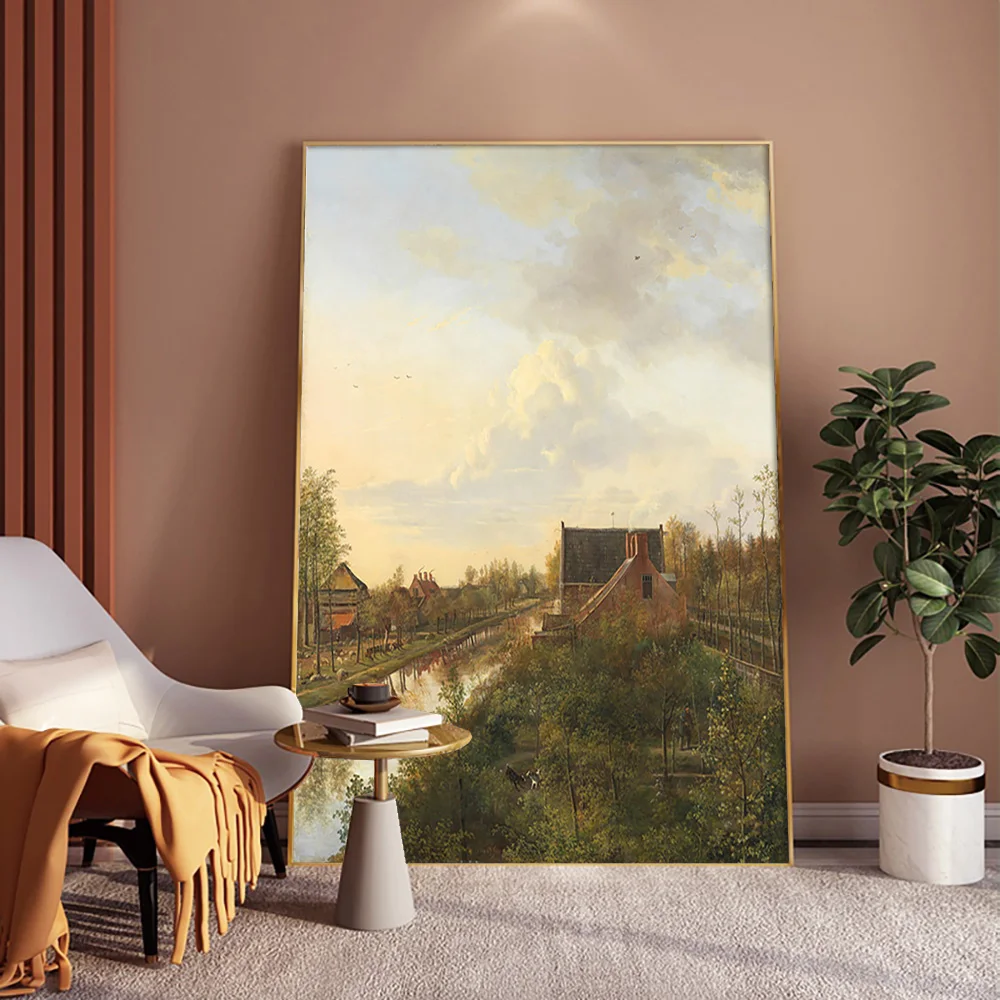 Pieter Gerardus Van Os Exhibition Museum Art Print Poster The Canal Ats Graveland Wall Stickers Landscape Canvas Painting Decor