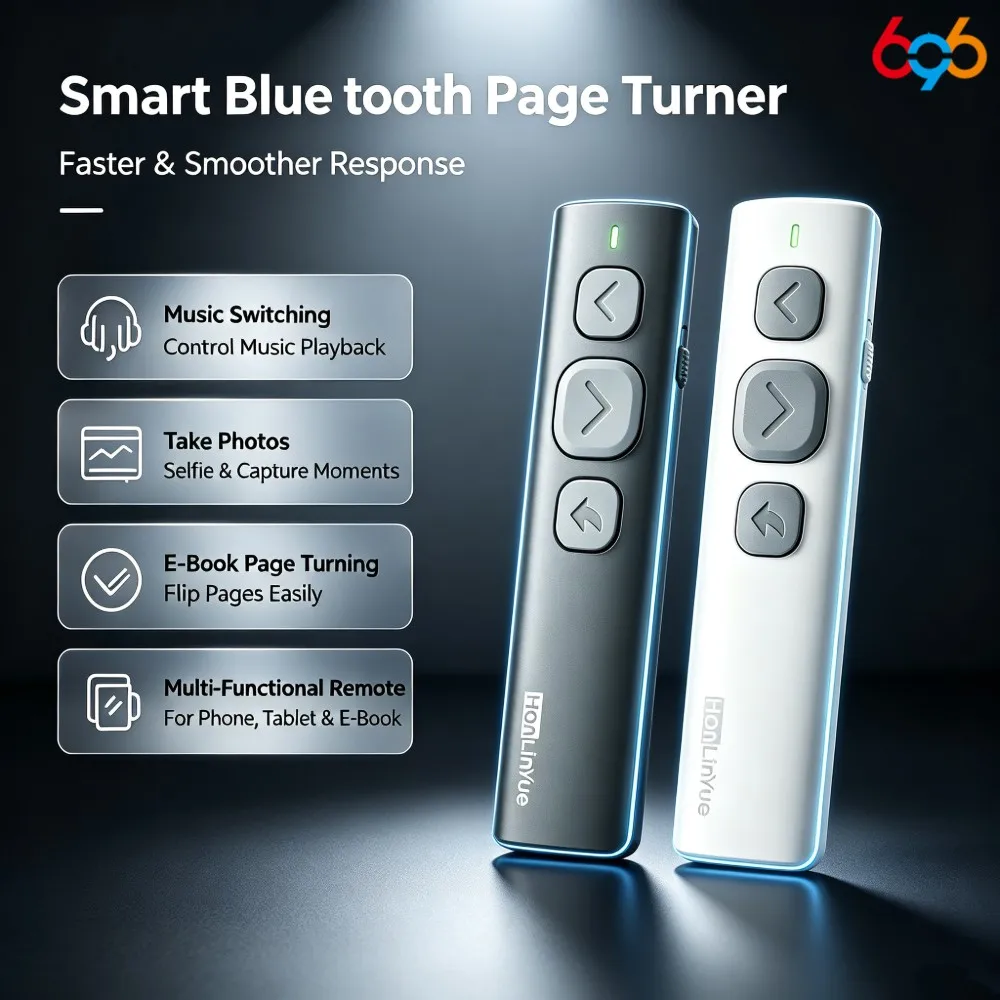 BT Multi-functional Remote Page Turner E-book Page Flipper For Selfie Taking, Music Switch Wireless Controller