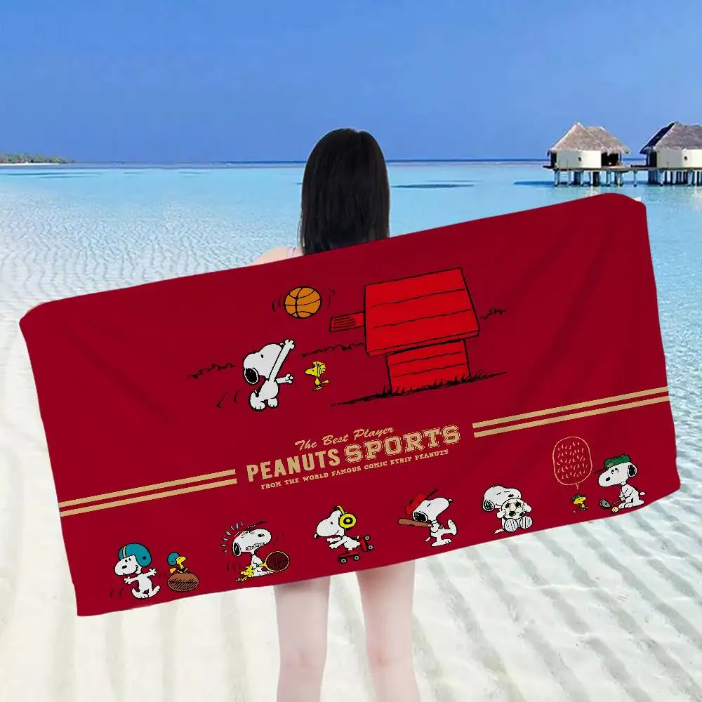 Cartoon Snoopy Bath Towel Microfiber Soft Water Absorbing Breathable For Girl Kids Decorative Cartoon Beach Towel