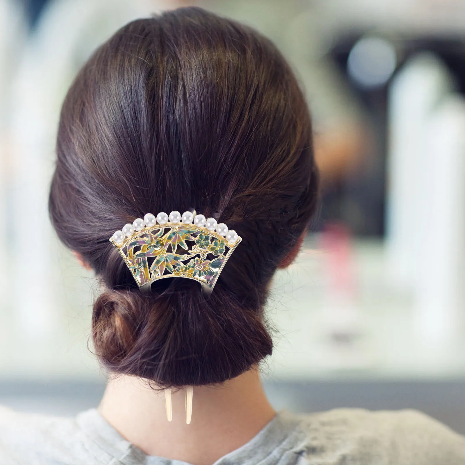

Elegant Classical Hairpin Chinese Ancient Style Accessories Pearls U-Shaped Pin for Women Bridal Banquet Hanfu Qipao Traditional