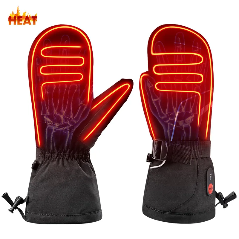 SNOW DEER-Gants thermiques avec batterie aste pour l\'hiver froid, mitaines métropolitaines avec chauffage des mains chaudes pour pelleter la neige