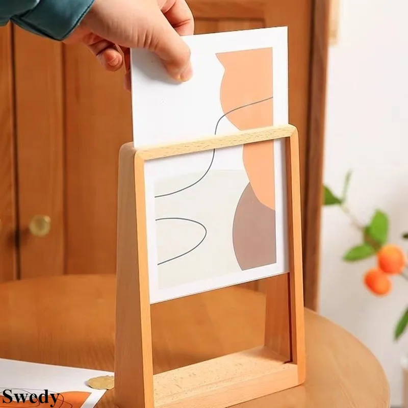 7 Inch 127x178mm Solid Wood Wedding Baby Photo Picture Frame Menu Paper Price List Table Acrylic Sign Holder Display Stand