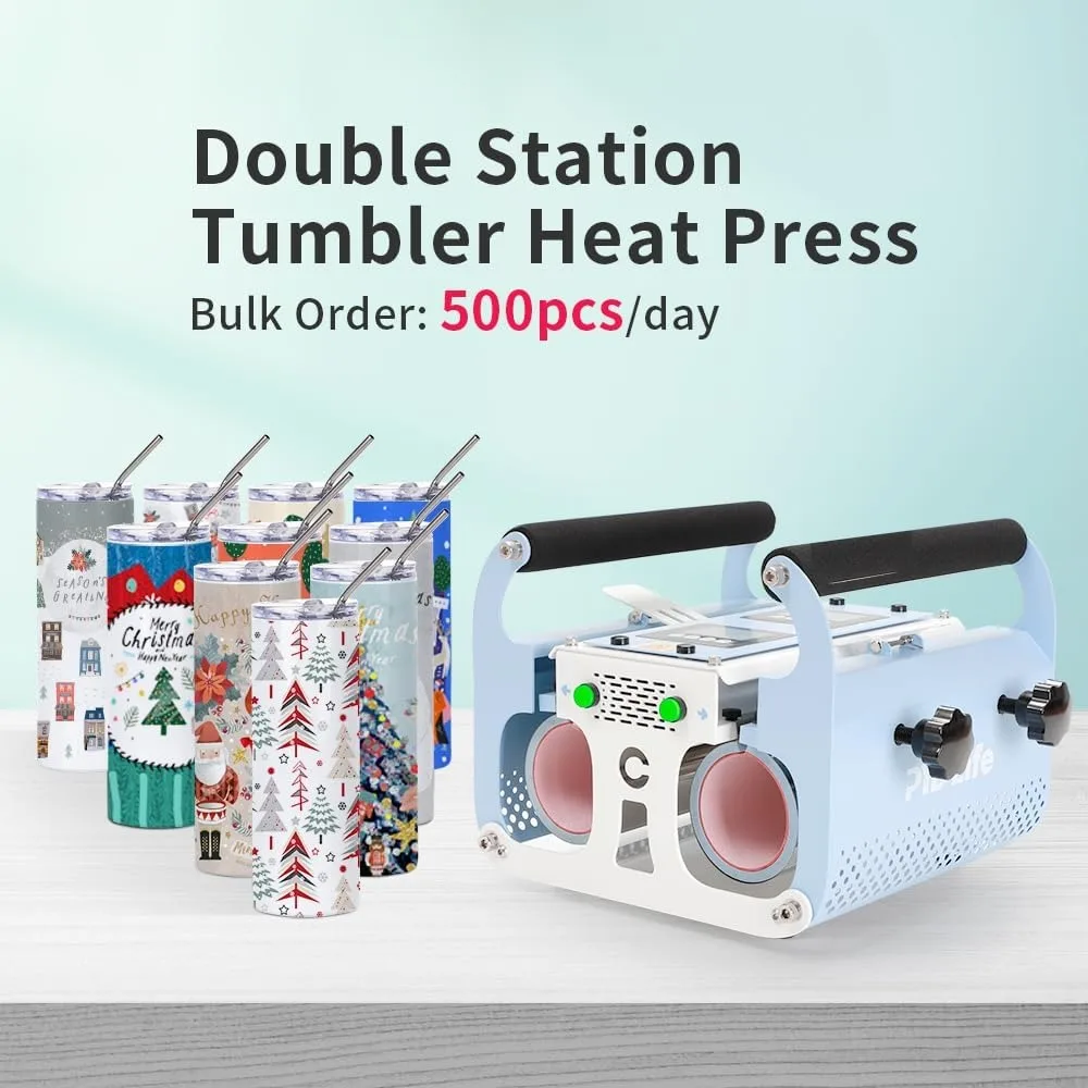 2 in 1 Double Station 30 Tumbler Heat Press 110 V Light Blue Sublimaiton Machine for 16 OZ 20 OZ 30 OZ Sublimation