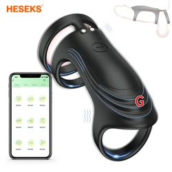 HESEKS APP Control Silicone elastico pene G spot stimolatore vibrante Cock Ring indossabile anello del pene giocattoli del sesso per uomini coppie 18