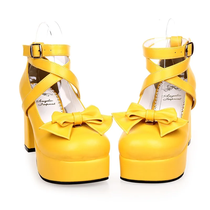 Zapatos de princesa Kawaii con lazo para mujer, zapatos japoneses dulces de Lolita, Harajuku gruesos con fiesta de té, zapatos de Cosplay para mujer de verano