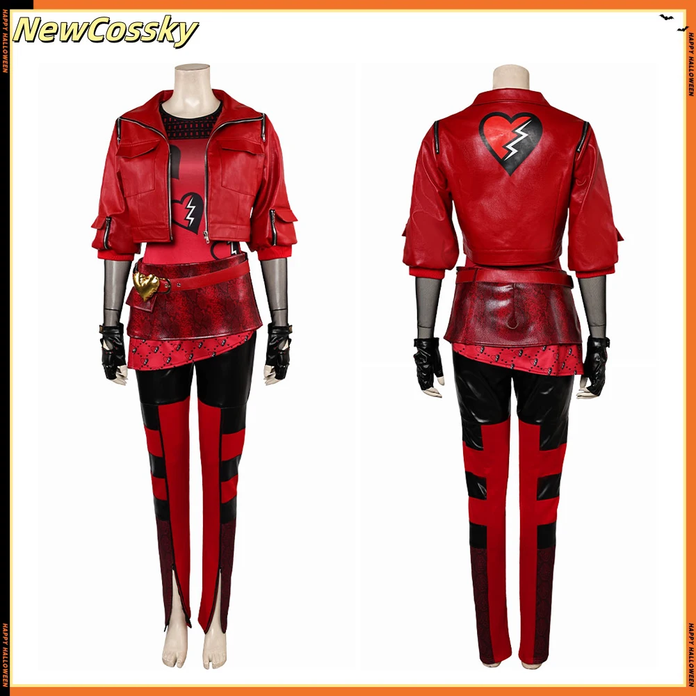 The Rise of Red Disguise Costume Descendants Red Cosplay Wigs Full Set Outfits Women Princess Jackets Halloween Party Suits