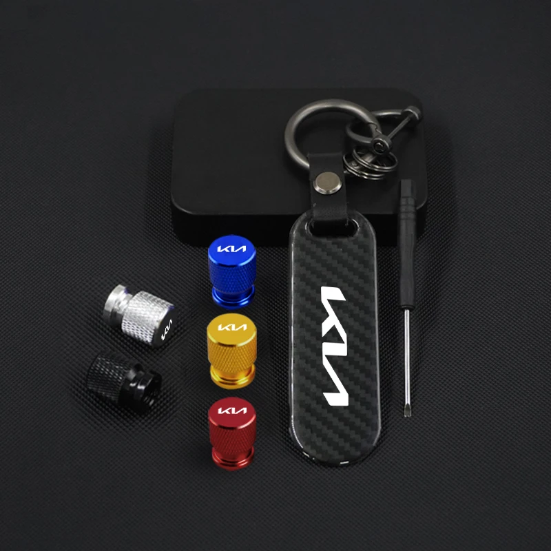 For KIA KN Rio Ceed Sportage Cerato Soul Sorento Picanto Optima Metal Car Logo Keychain Wheel Tires Valves Tyre Stem Cap Cover