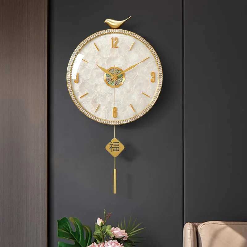 Modern simple wall clock, light luxury household brass decoration