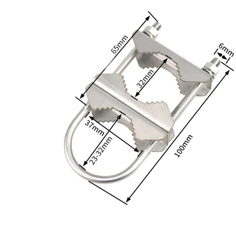 304 Stainless Steel Double Antenna Mast Clamp U-Bolt Fastening Adjustable Mast Mounting Clamp Corrosion Resistant Universal