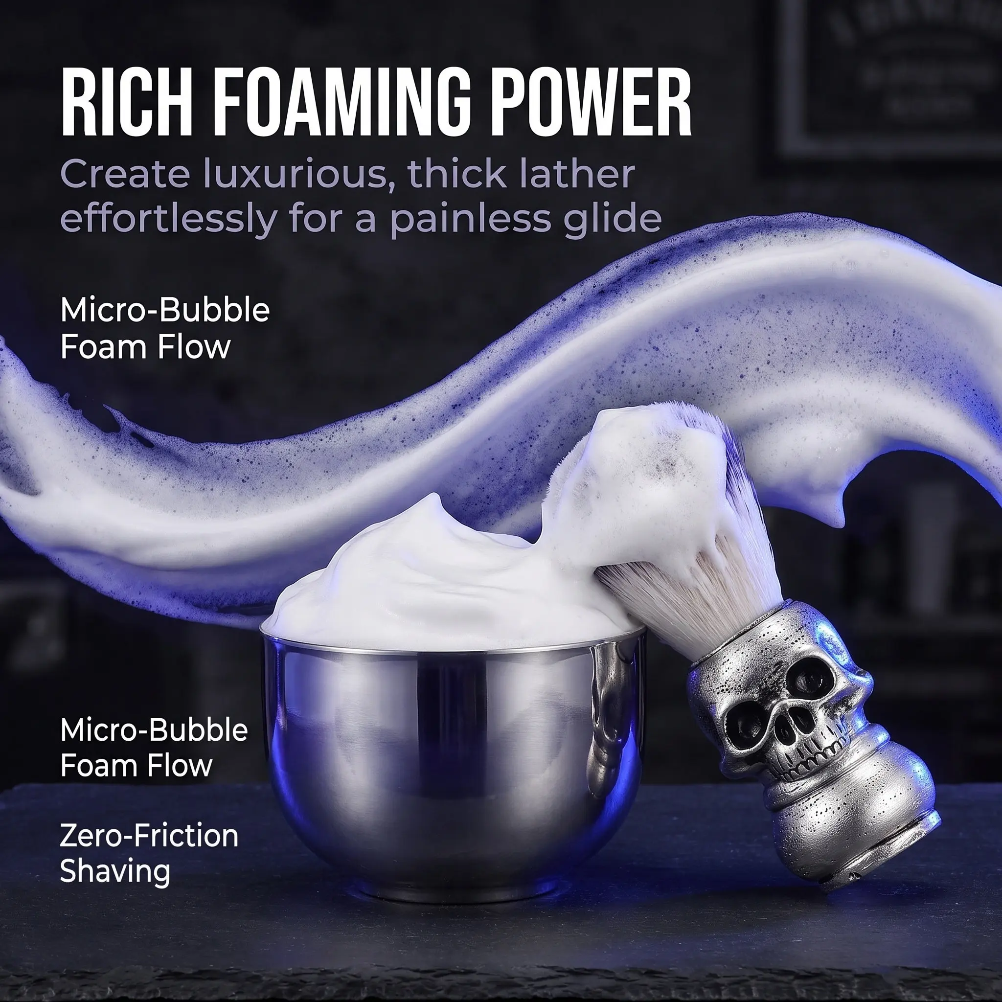 Professional Shaving Brush and Bowl Set for Men – Fiber Bristles, Stainless Steel, Portable Beard Care