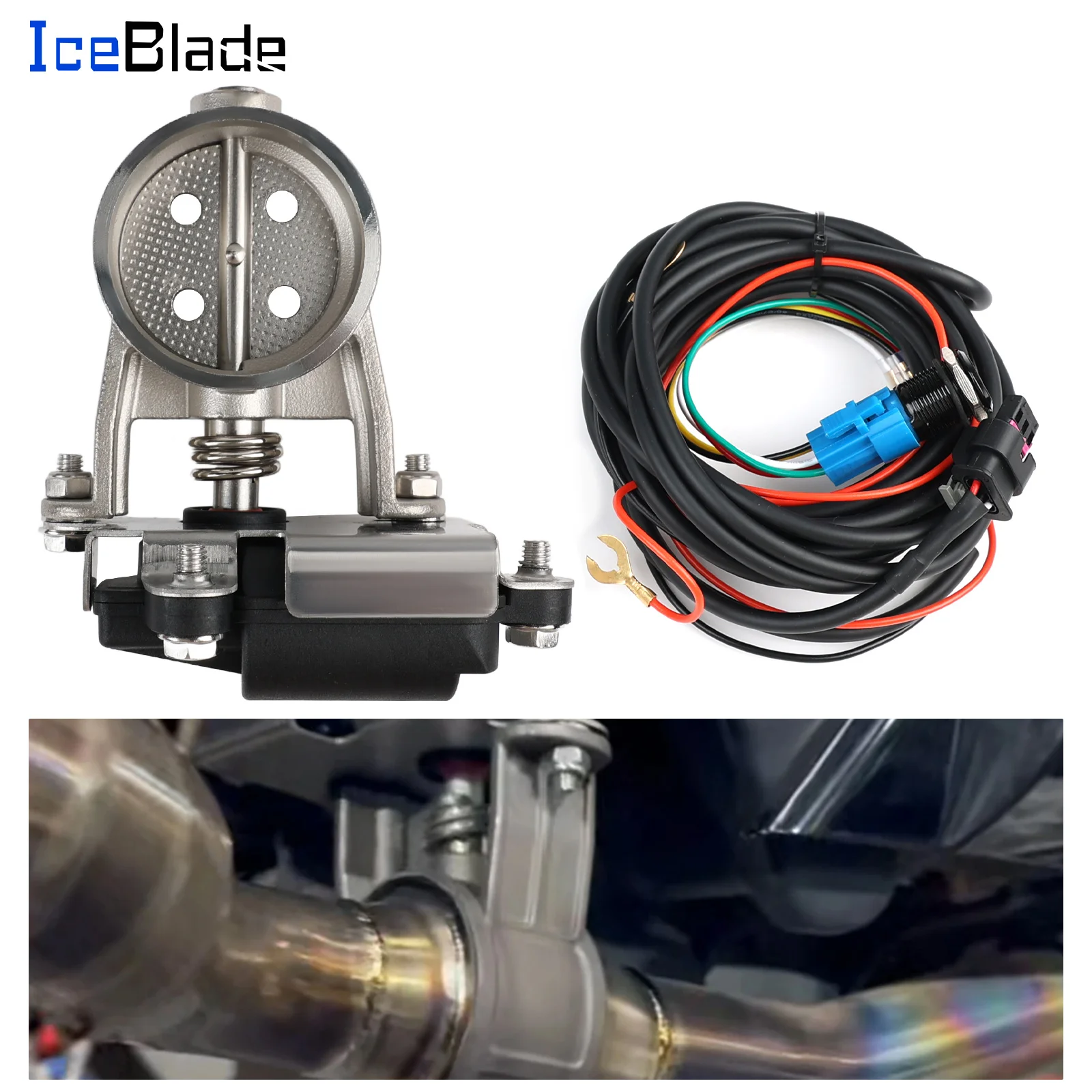 

IceBlade Motorcycle Exhaust Pipe System Locomotive Soundproof Stainless Steel Control Valve Electronic Switch Button 51MM