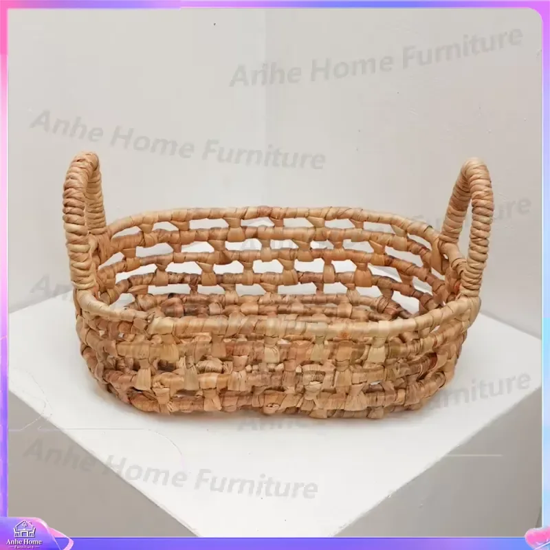 Natural Water Hyacinth Pet Bed Boho Cat Dog House Wicker Basket Soft Cushion Winter Warm Kennel Indoor Outdoor Home Decor