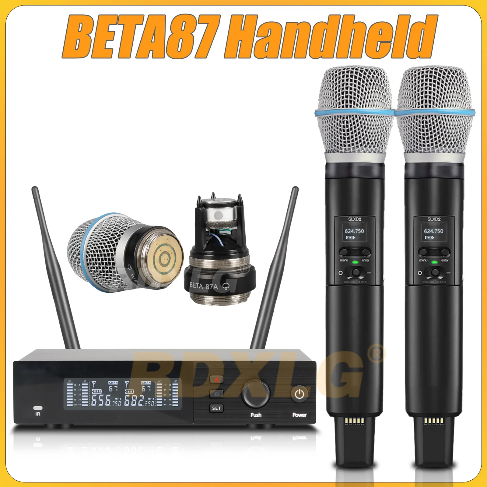 Topkwaliteit! SLXD4 Professionele dubbele draadloze microfoon Stage Performance 2 kanalen 600-699 MHz UHF Karaoke Metal Handheld SLXD2
