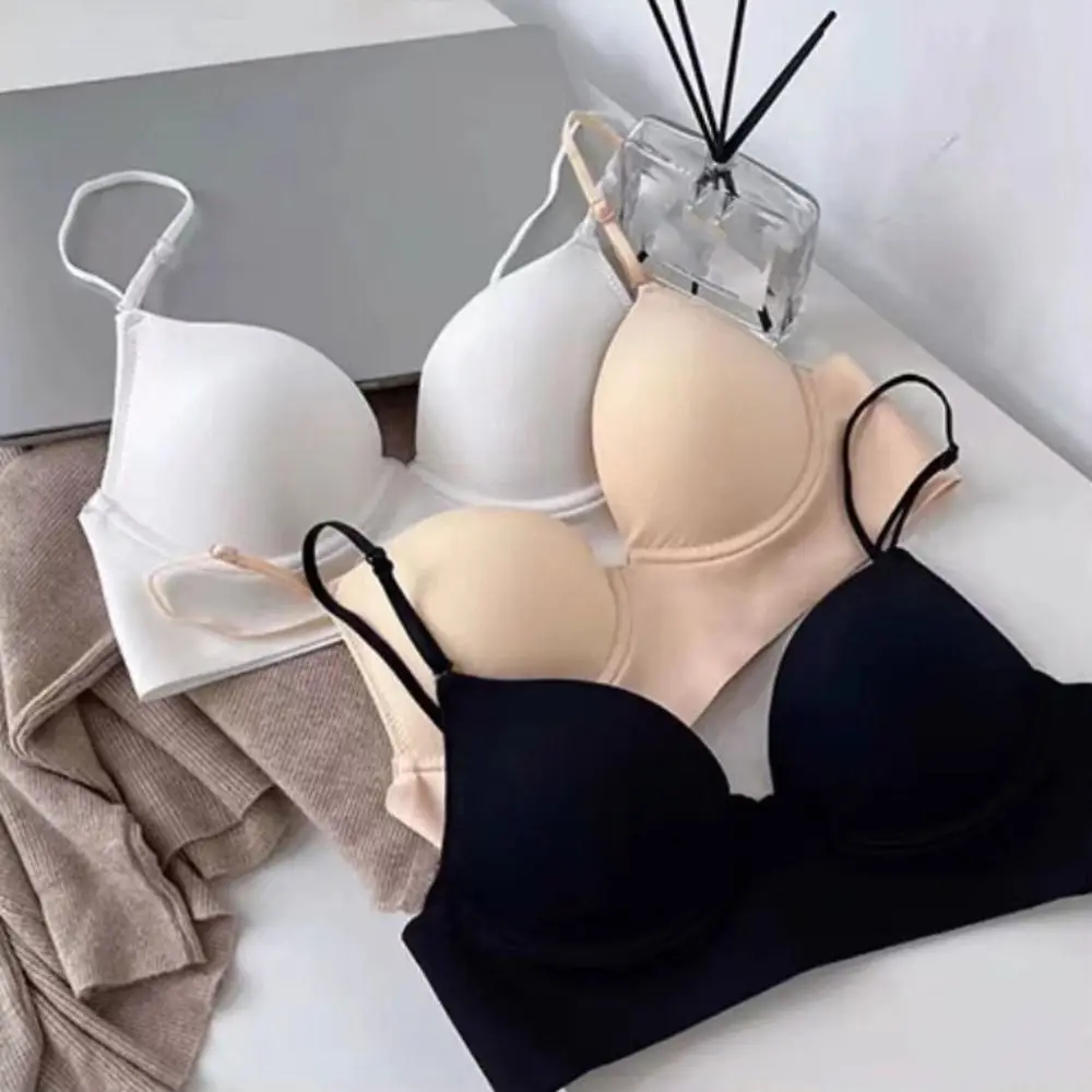 

Soft Solid Color Wireless Deep V Bra Shockproof Traceless Brassiere for Women Anti-sagging Lingerie Push Up Underwear Gifts