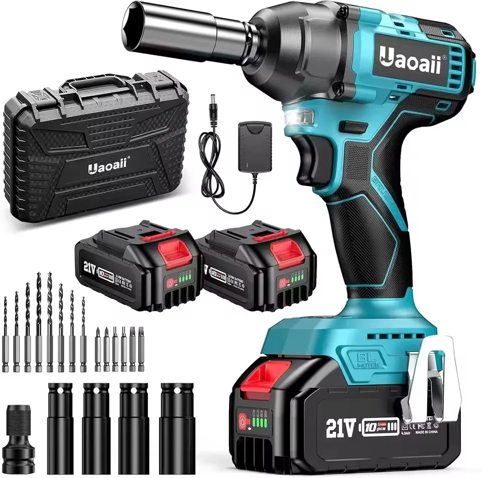 

Impact Wrench 350N.m Compact Cordless 2 Battery Impact Gun 4.0Ah Batteries Sockets &Screwdriver Bits Electric Impact Driver