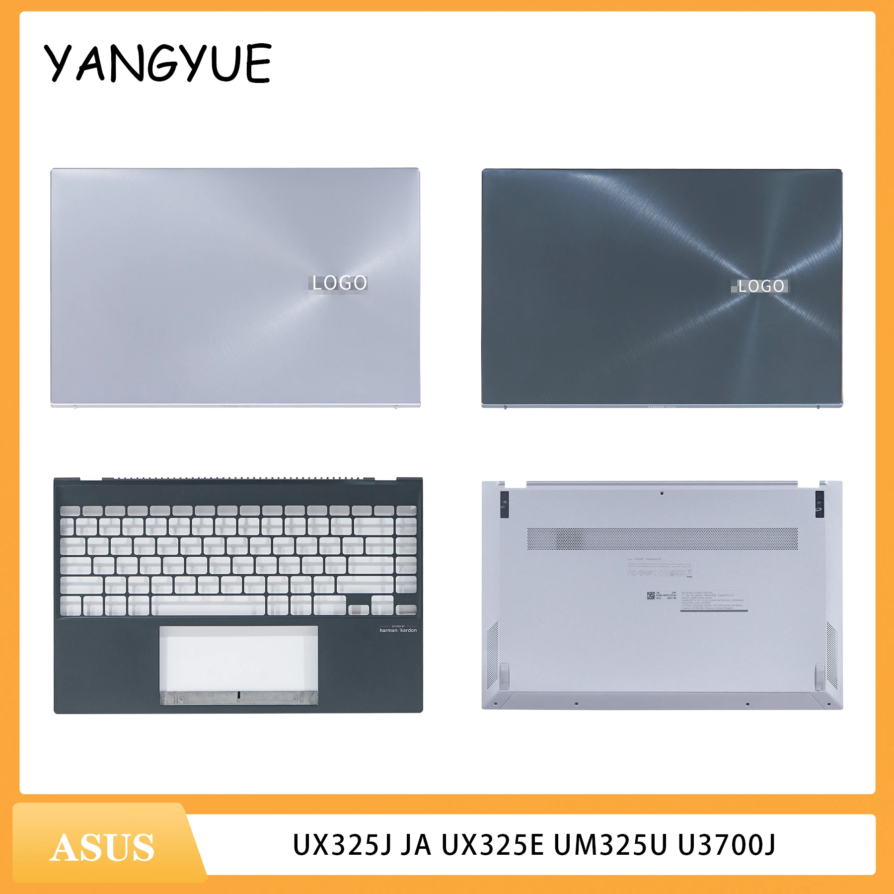 laptop para asus zenbook lcd capa traseira 13 ux325 ux325a ux325j ux325e u3700j palmrest case inferior tira ciano notebook escudo 01