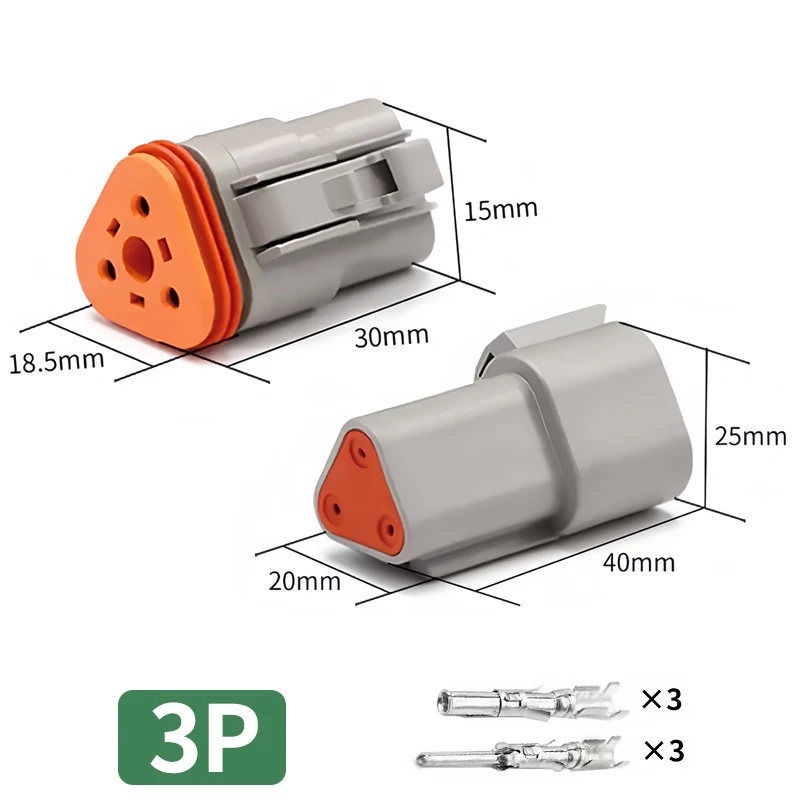 DT06-3S & DT04-3P 3-Pin Deutsch Type DT Series Waterproof Connector - Heavy Duty Automotive Plug for Truck Wire Harness T&I Online Store
