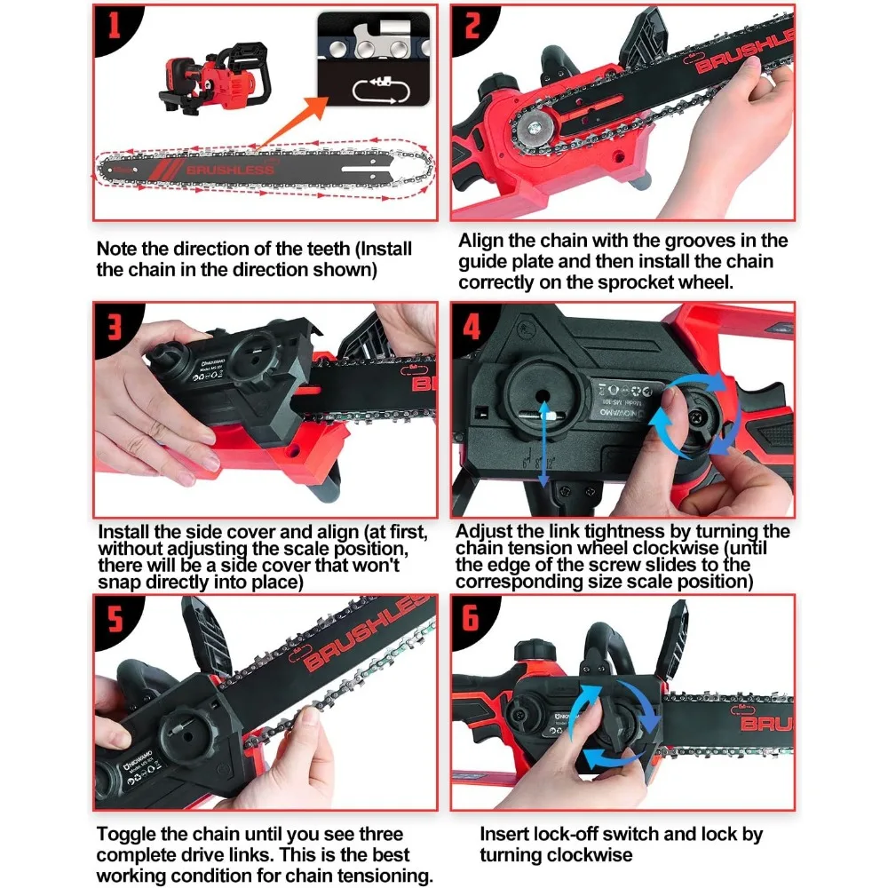 Imagem -06 - Motosserra de Mão Portátil em Milwaukee M18 Bateria 18v Auto-oiler Motor sem Escova Motosserra Não Incluído