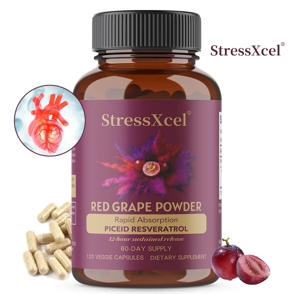 High Potency Resveratrol Supplement with Red Grape, Advanced Antioxidant, Anti-Aging, Immune System, Brain & Joint Support