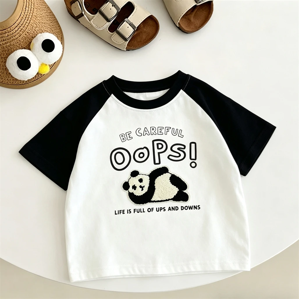 Fashion Summer Clothes 2026 Boys Child Short-sleeved Tops Toddler Loose Casual Children's Cartoon Printed Tees New Design T