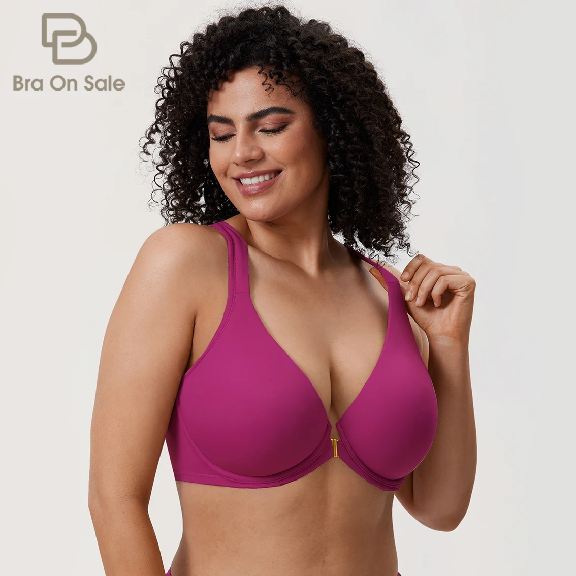 Women\'s Plus Size Racerback Full Coverage BraUnderwire Front Closure Lingerie Support Unlined Plunge DD E F G H