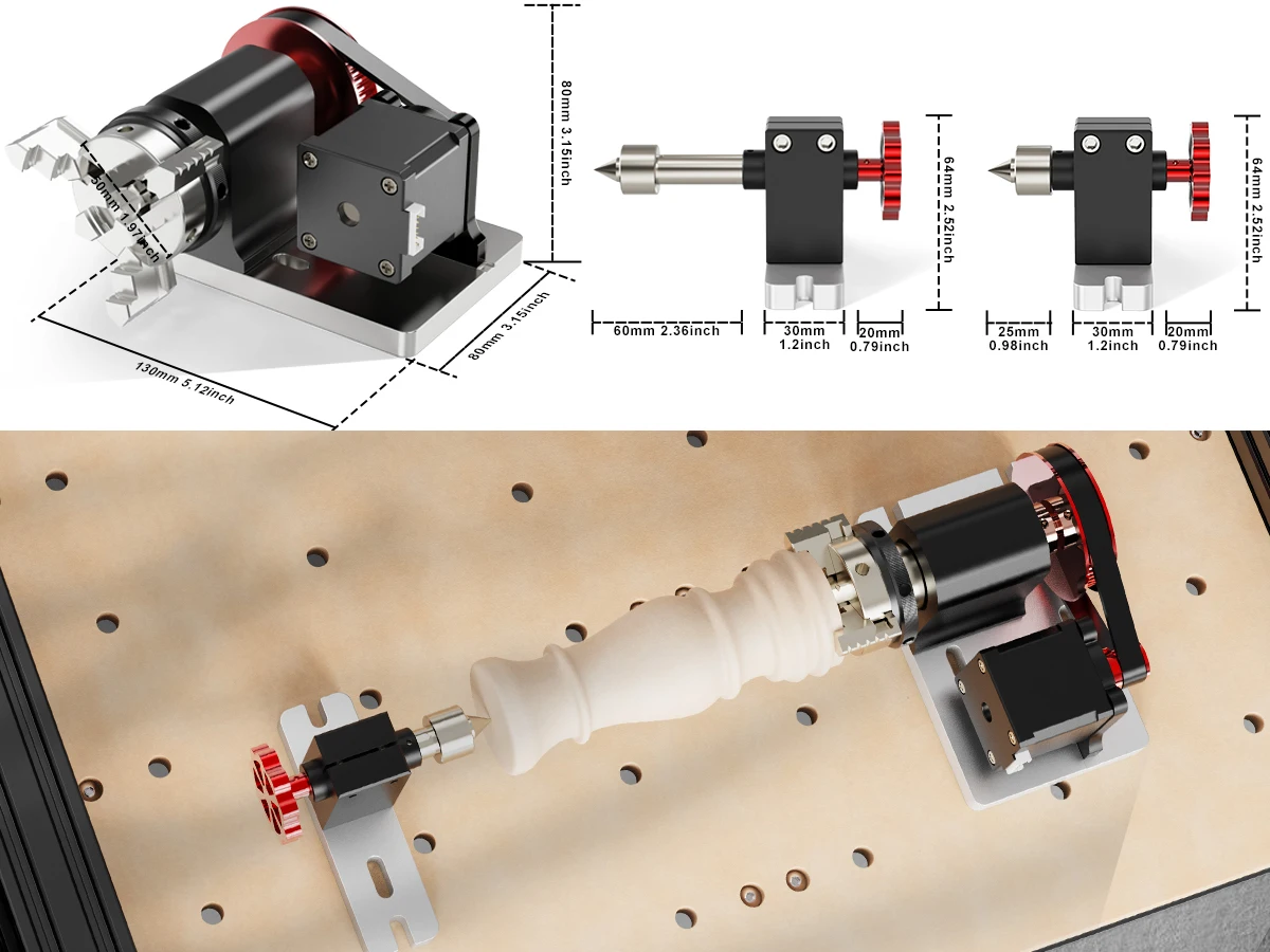 Imagem -02 - Gravador a Laser Cnc Twotrees Rolo Rotativo do Eixo y Rotativo 360 ° Ajuste de 4ª Velocidade Módulo Rotativo a Laser para Objetos Cilíndricos