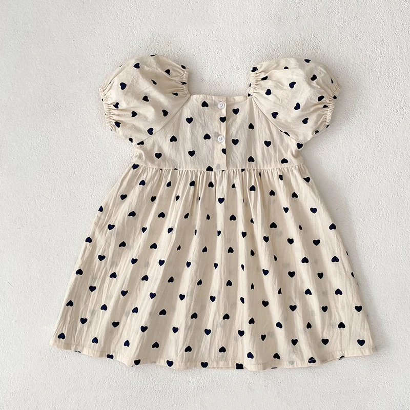 2026 Neues Frühlings-Schwesterkleid 2-6 Jahre Mädchen Partykleid Baumwolle Kinder Herzförmiges Kleid 0-24 Monate Baby Mädchen Kurzarm Bedruckter Strampler – Detail 1