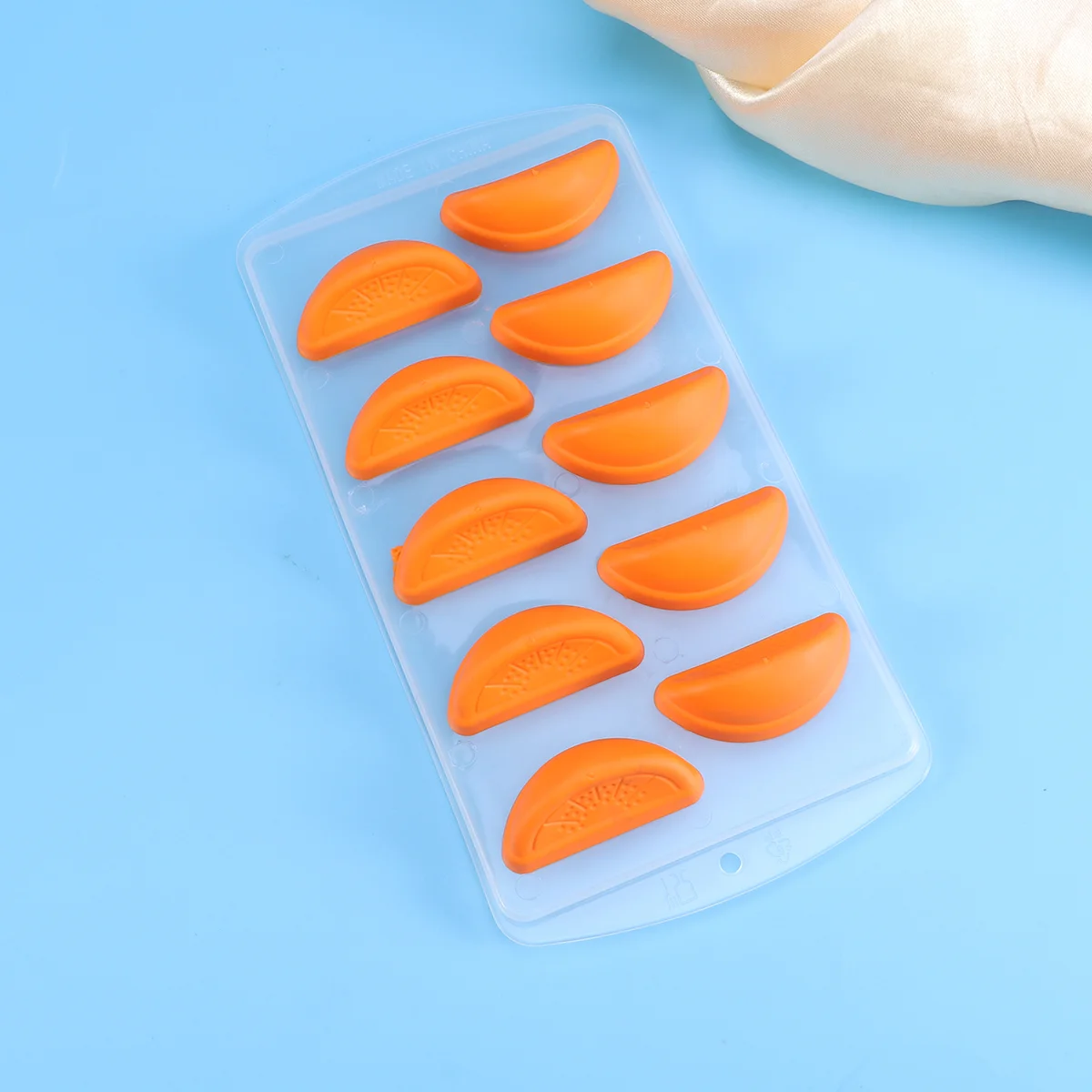 

4 Pcs Safe Silicone 10 Lattices Orange Segments Shaped Ice Molds Ice Cube Trays Fruits Shaped Ice Making Tool (As Shown)