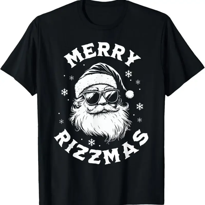 Merry Rizzmas Kids Teens School Funny Christmas Santa Claus T-Shirt