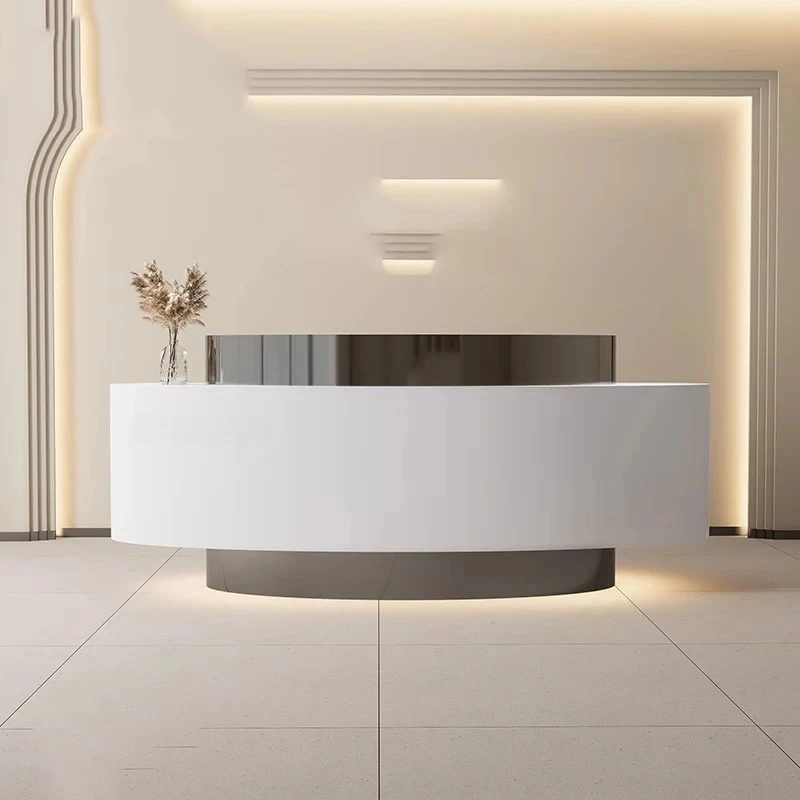 Luxury Curved Reception Modern Shelves Restaurant Company Desks Industrial Hotel Display Escritorio Commercial Furniture