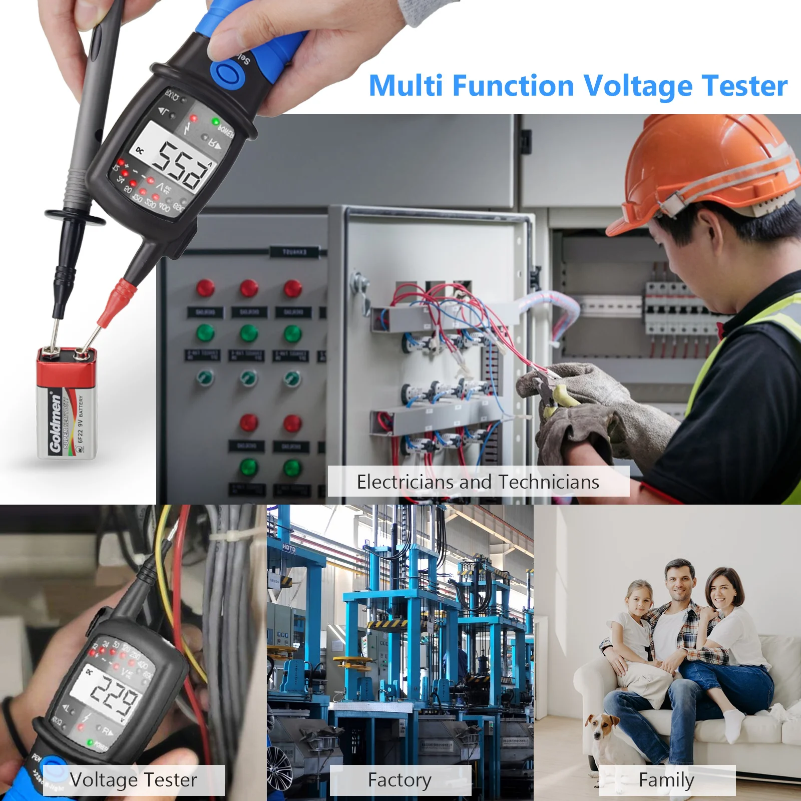 HP-38A Pen Type Multimeter Phase Rotation 690V TRMS NCV Auto Ranging Flashlight Backlight Data Hold Tester For Electrician Pro
