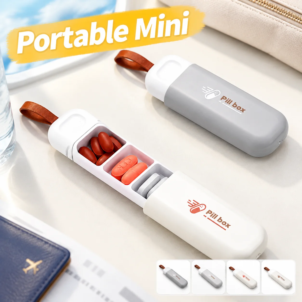 Portable Mini 3 Compartment Pill Box Travel Sealed Moisture Proof Medicine Storage Organizer