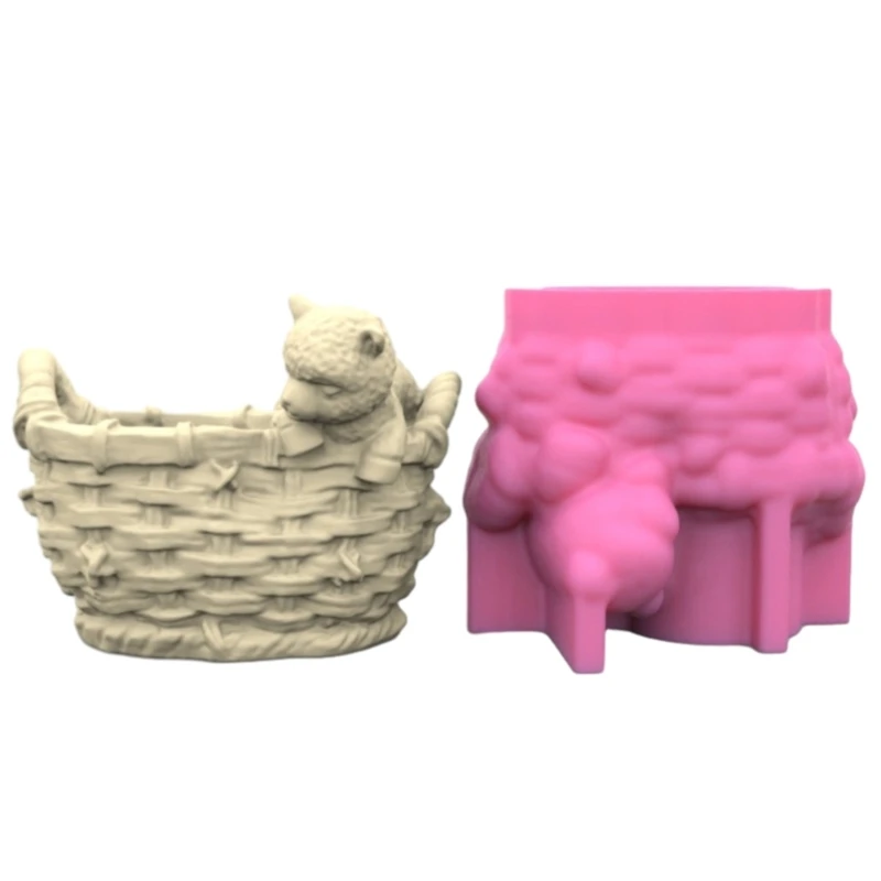 

Durable Silicone Mold Alpacas Basket Flower Pots Epoxy Molds Succulent Planter Pots Casting Mould Home Decorations