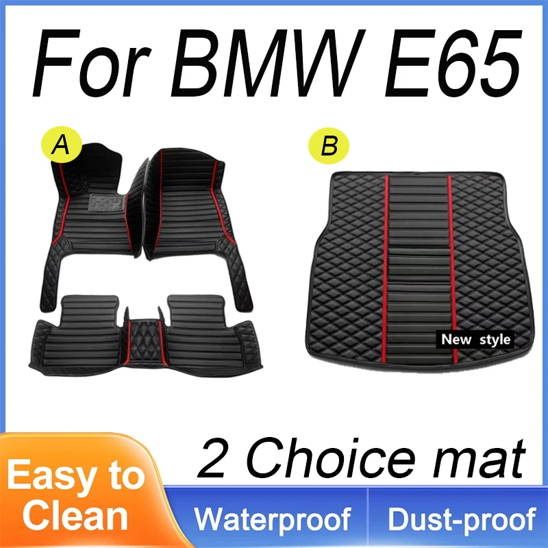 

Custom Auto Luxury Leather Car Floor Mat For BMW E65 2001 2002 2003 2004 2005 2006 Car Mat Full Set Women Waterproof Accessories