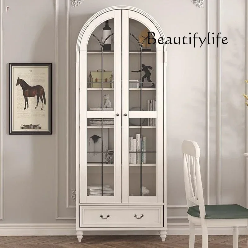 

mobili per il soggiorno Solid wood light luxury American retro French European study book dustproof bookcase wine storage displa