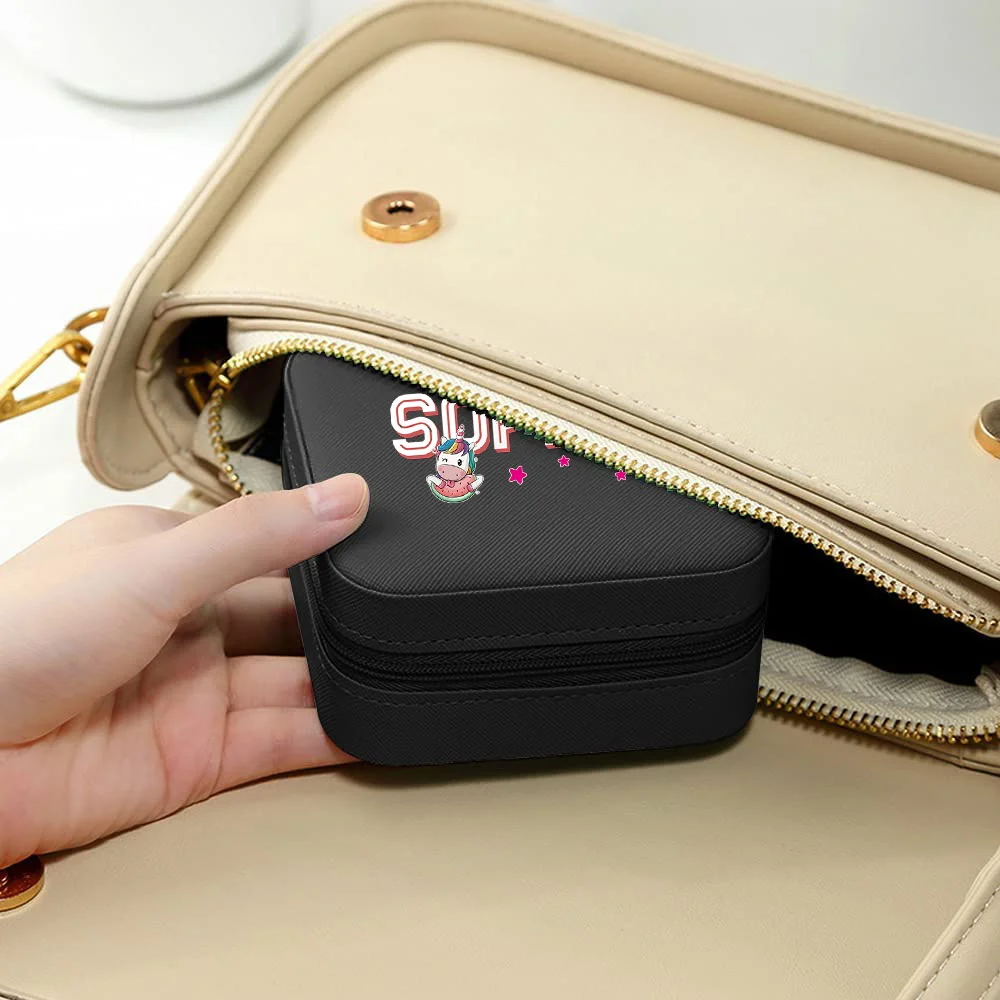 Customized Name Earrings Necklace Storage Box Portable Travel Jewelry Box Classic Makeup Bag Fashion Ring Storage Box