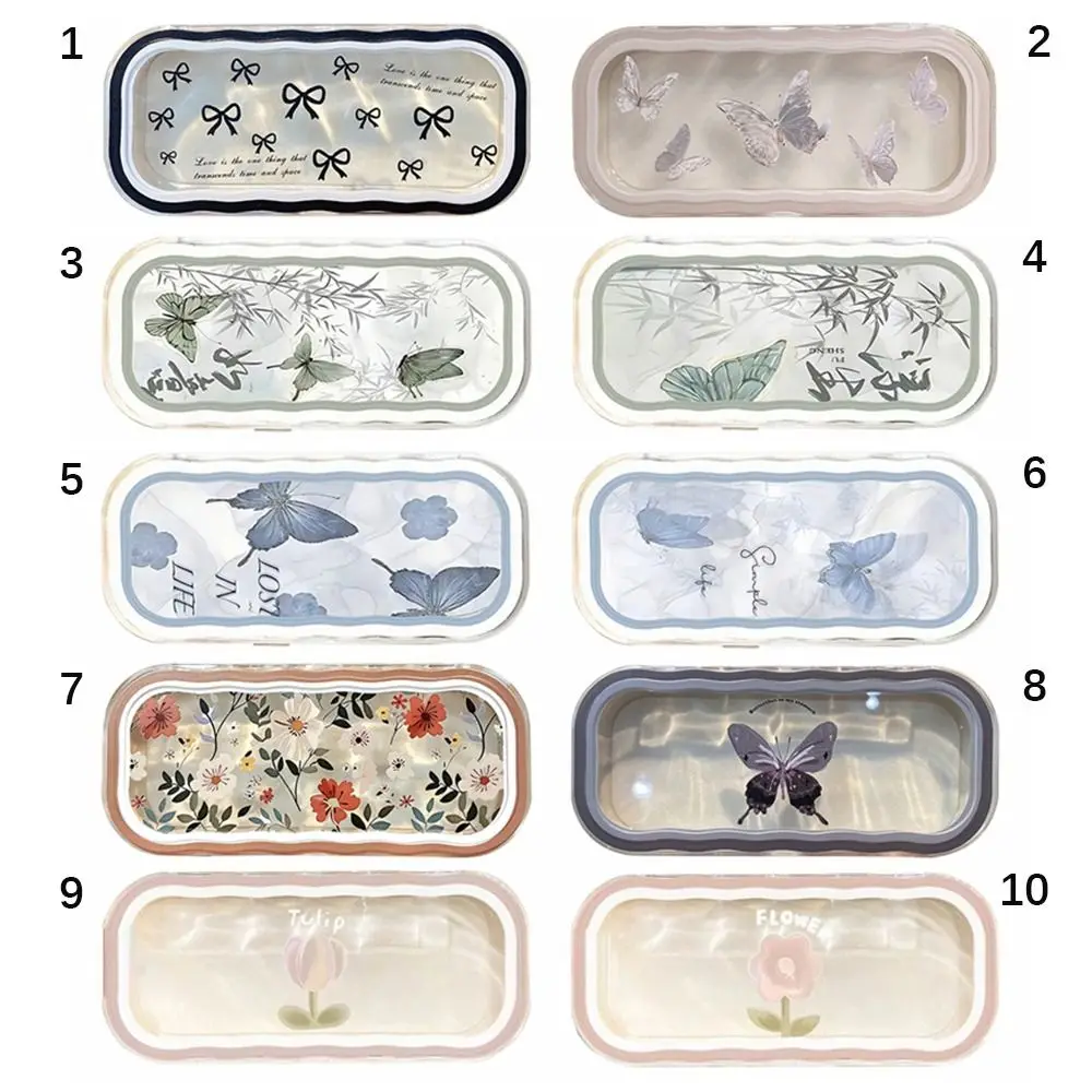 الإبداعية البلاستيك Bowknot نظارات حالة زهرة شفافة النظارات الشمسية صندوق تخزين النظارات المحمولة مرئية واقية