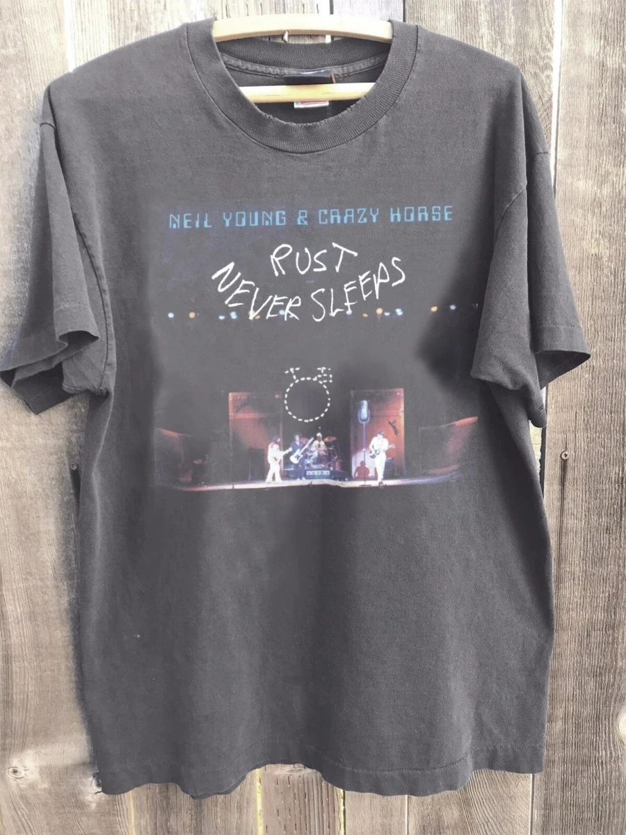 Neil Young - Rust never sleeps Rock band Camiseta unisex color carbón Camiseta unisex S-4XL Camiseta de manga corta para hombre