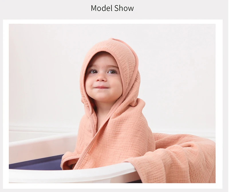 Garza di cotone Accappatoio per bambini Asciugamano da bagno con cappuccio Nuoto Doccia Morbide coperte per fasciatoio per neonato Coperta per neonato