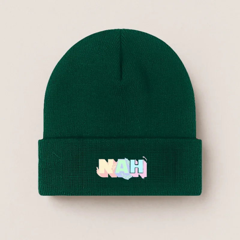 Chapéu de malha unissex ao ar livre, design urbano, estampa de letras de desenho animado, chapéu de malha quente