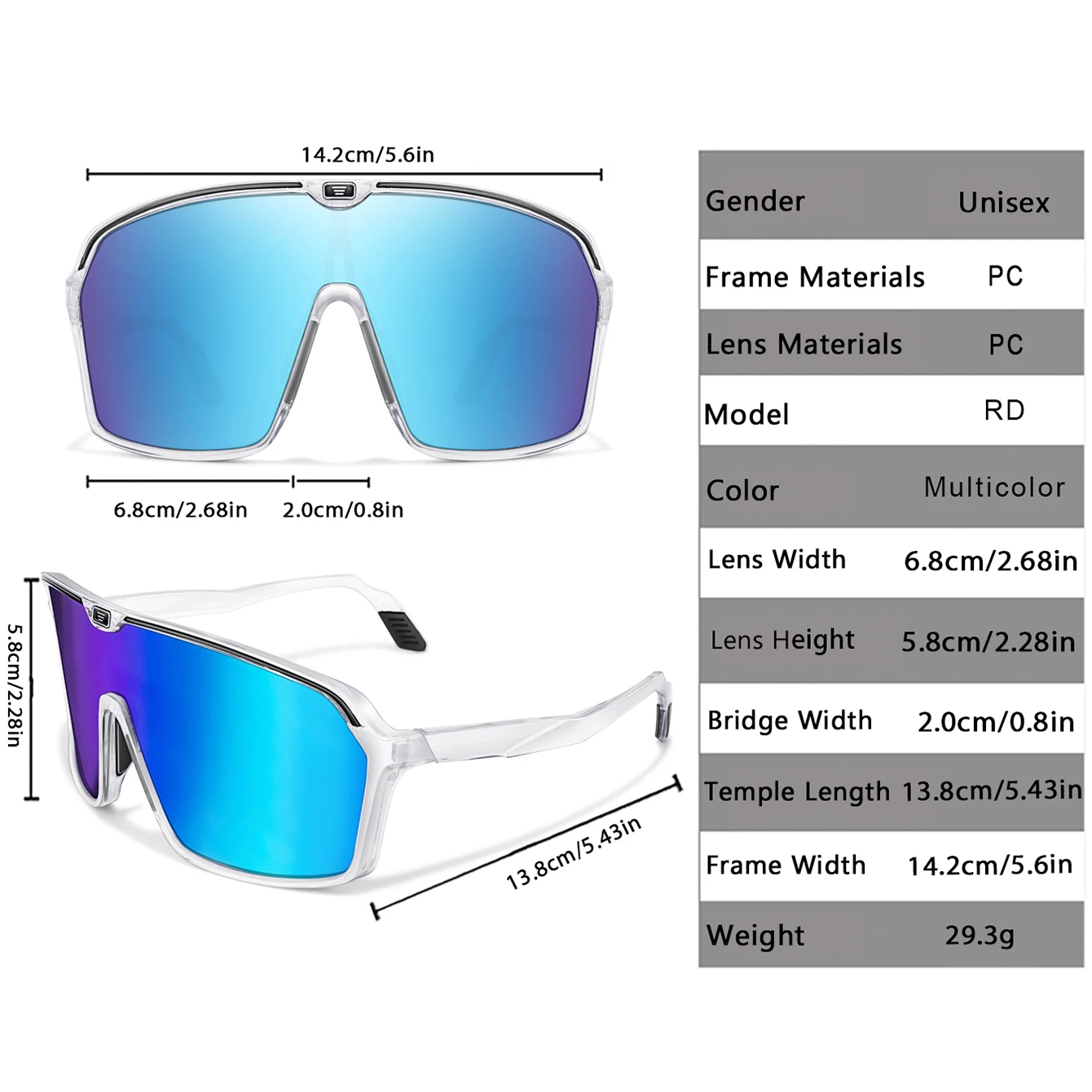 2 Packs Men and Women's Large Frame Sunglasses Outdoor Sports Hiking Cycling Running Climbing Glasses UV400