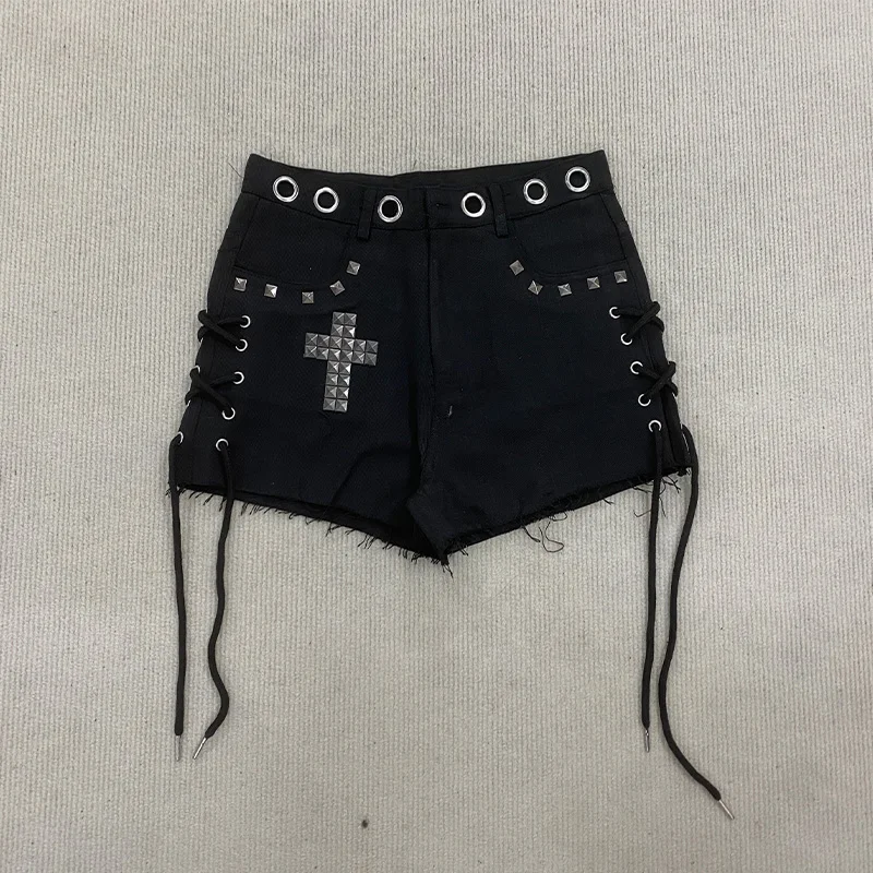 Y2K Summer High Street Gothic Punk Sexy Fashion Trend Cross Hot Diamond Design Sense Ins Trend Brand Niche Shorts