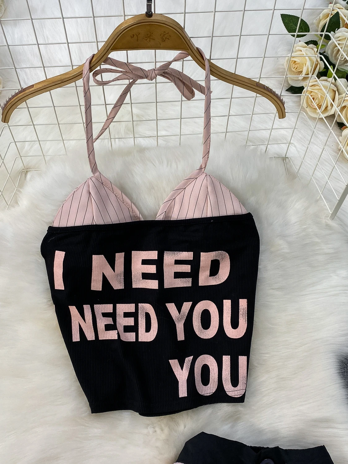 طقم ثلاثي القطع على الطراز الأمريكي: توب أنبوبي محبوك مثير مع طباعة حروف، وبنطلون طويل عالي الخصر للتنحيف #3