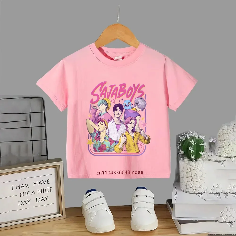 

2025 New KPop Demon Hunters Child Short Sleeve T-shirt Anime Character Print Tees Boys Girls Summer Casual Tops Birthday Gift